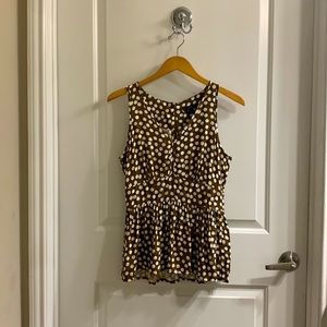 NWT J. Crew Jacquard Polka Dot Peplum Top | Size 2